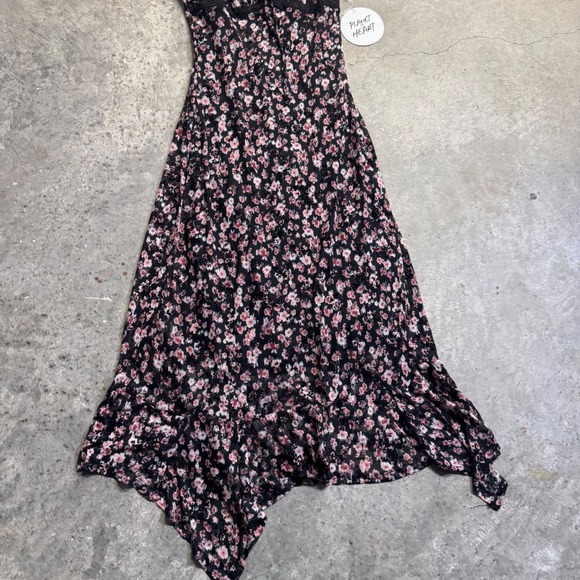 Women's Floral Black Lace Midi Dress Sz S Grunge Whimsigoth Y2k Retro Fairy - Picture 2 of 10